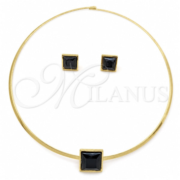 Collar y Dije 06.116.0155.2 Acero Inoxidable, con Negro Cristal, Pulido, Tono Dorado