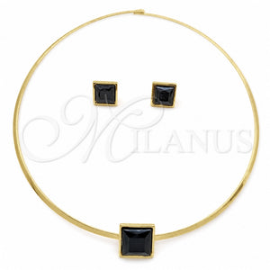 Collar y Dije 06.116.0155.2 Acero Inoxidable, con Negro Cristal, Pulido, Tono Dorado