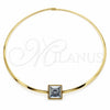 Gargantilla Elegante 04.116.0109 Acero Inoxidable, Diseño de Torcido, con Cristal Blanca, Pulido, Tono Dorado (Grosor 01.1 MM, 17 Pulgadas de Largo)