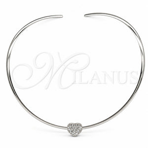 Gargantilla Elegante 04.116.0110 Acero Inoxidable, Diseño de Corazón, con Cristal Blanca, Pulido, Rodinado (Grosor 01.1 MM, 17 Pulgadas de Largo)