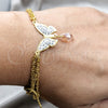 Pulsera Elegante 03.116.0062.07 Acero Inoxidable, Diseño de Mariposa, con Cristal Blanca, Pulido, Tono Dorado (Grosor 01 MM, 1 Pulgadas de Largo)