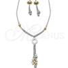 Collar, Pulsera y Dije 06.116.0157 Acero Inoxidable, Diseño de Flor y Bola, con Cristal Blanca, Pulido, Dos Tonos