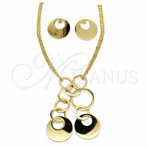 Collar, Pulsera y Dije 06.116.0178 Acero Inoxidable, Diseño de Disco, Pulido, Tono Dorado