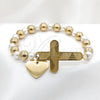 Pulsera Elegante 03.116.0071.1.08 Acero Inoxidable, Diseño de Guadalupe y Corazón, con Blanca Perla, Pulido, Dos Tonos (01 MM Thickness, 1 Inches Length)