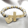 Pulsera Elegante 03.116.0072.08 Acero Inoxidable, Diseño de Cruz y Corazón, con Multicolor Perla, Pulido, Dos Tonos (01 MM Thickness, 1 Inches Length)