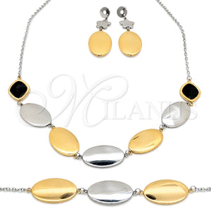 Collar, Pulsera y Dije 06.116.0169 Acero Inoxidable, Diseño de Flor, Pulido, Dos Tonos