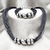 Collar y Pulsera 06.116.0185 Acero Inoxidable, Cuero Negro, Rodinado