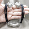 Collar y Dije 06.116.0187 Acero Inoxidable, Diseño de Corazón, Cuero Negro, Rodinado