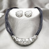 Collar y Dije 06.116.0187 Acero Inoxidable, Diseño de Corazón, Cuero Negro, Rodinado