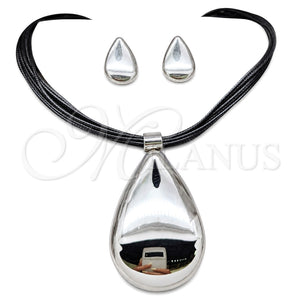 Collar y Dije 06.116.0188 Acero Inoxidable, Cuero Negro, Tono Dorado