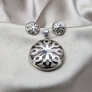Collar y Dije 06.116.0193 Acero Inoxidable, Diseño de Flor, Pulido, Rodinado Negro