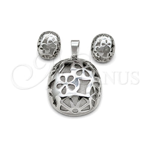 Collar y Dije 06.116.0195 Acero Inoxidable, Diseño de Flor, Pulido, Dos Tonos
