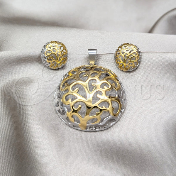 Collar y Dije 06.116.0198 Acero Inoxidable, Diseño de Ãrbol, Pulido, Dos Tonos