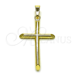 Dije Religioso 05.253.0207 Oro Laminado, Diseño de Cruz, Pulido, Tono Dorado