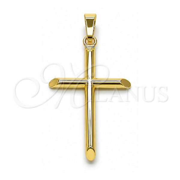Dije Religioso 05.253.0207 Oro Laminado, Diseño de Cruz, Pulido, Tono Dorado