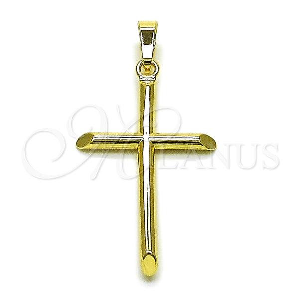 Dije Religioso 05.253.0207 Oro Laminado, Diseño de Cruz, Pulido, Tono Dorado