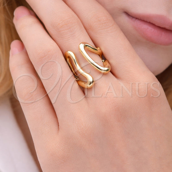 Anillo Multi Piedra 01.283.0057 Oro Laminado, con Blanca Micro Pave, Pulido, Tono Dorado (One size fits all)
