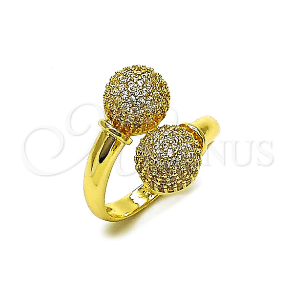 Anillo Multi Piedra 01.283.0058 Oro Laminado, Diseño de Bola, con Blanca Zirconia Cubica, Pulido, Tono Dorado (One size fits all)