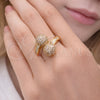 Anillo Multi Piedra 01.283.0059 Oro Laminado, Diseño de Bola, con Blanca Zirconia Cubica, Pulido, Tono Dorado (One size fits all)