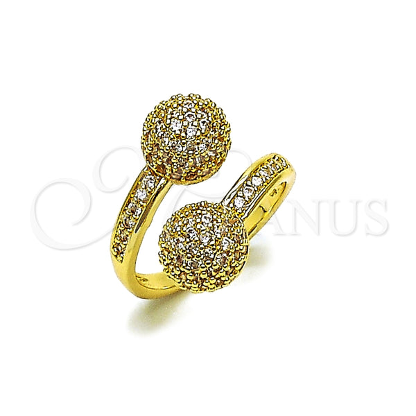 Anillo Multi Piedra 01.283.0059 Oro Laminado, Diseño de Bola, con Blanca Zirconia Cubica, Pulido, Tono Dorado (One size fits all)