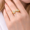 Anillo Multi Piedra 01.283.0060 Oro Laminado, Diseño de Corazón, con Zirconia Cubica Blanca, Pulido, Tono Dorado (Talla Unica)