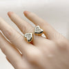 Anillo Multi Piedra 01.283.0060 Oro Laminado, Diseño de Corazón, con Blanca Zirconia Cubica, Pulido, Tono Dorado (One size fits all)