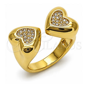 Anillo Multi Piedra 01.283.0060 Oro Laminado, Diseño de Corazón, con Zirconia Cubica Blanca, Pulido, Tono Dorado (Talla Unica)