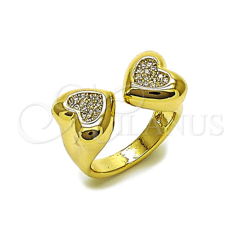 Anillo Multi Piedra 01.283.0060 Oro Laminado, Diseño de Corazón, con Blanca Zirconia Cubica, Pulido, Tono Dorado (One size fits all)