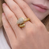 Anillo Multi Piedra 01.283.0062 Oro Laminado, Diseño de Gota, con Blanca Zirconia Cubica, Diamantado, Tono Dorado (One size fits all)