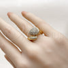 Anillo Multi Piedra 01.283.0062 Oro Laminado, Diseño de Gota, con Blanca Zirconia Cubica, Diamantado, Tono Dorado (One size fits all)