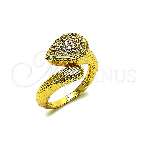 Anillo Multi Piedra 01.283.0062 Oro Laminado, Diseño de Gota, con Blanca Zirconia Cubica, Diamantado, Tono Dorado (One size fits all)