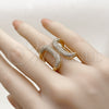 Anillo Multi Piedra 01.283.0064 Oro Laminado, con Blanca Zirconia Cubica, Pulido, Tono Dorado (One size fits all)