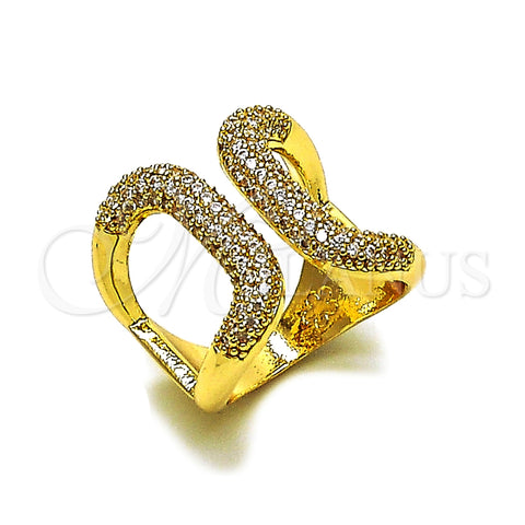 Anillo Multi Piedra 01.283.0064 Oro Laminado, con Blanca Zirconia Cubica, Pulido, Tono Dorado (One size fits all)