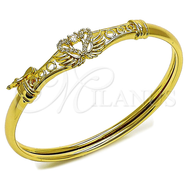 Aro Individual 07.237.0008.04 Oro Laminado, Diseño de Cisne, con Blanca Zirconia Cubica, Pulido, Tono Dorado (Thickness, Size 4 (2.25 Diameter))