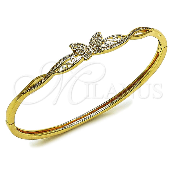 Aro Individual 07.237.0009.04 Oro Laminado, Diseño de Mariposa, con Blanca Micro Pave, Pulido, Tono Dorado (Thickness, Size 4 (2.25 Diameter))