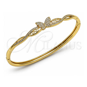 Aro Individual 07.237.0009.04 Oro Laminado, Diseño de Mariposa, con Micro Pave Blanca, Pulido, Tono Dorado (Grosor 08.2 MM, Talla 4 (2,25 de Diámetro))