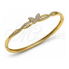 Aro Individual 07.237.0009.04 Oro Laminado, Diseño de Mariposa, con Micro Pave Blanca, Pulido, Tono Dorado (Grosor 08.2 MM, Talla 4 (2,25 de Diámetro))