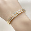 Aro Individual 07.237.0011.04 Oro Laminado, Diseño de Llave Griega, con Micro Pave Blanca, Pulido, Tono Dorado (Grosor 09.2 MM, Talla 4 (2,25 de Diámetro))