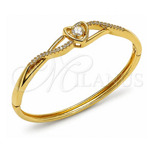 Aro Individual 07.237.0012.04 Oro Laminado, Diseño de Corazón y Infinito, con Zirconia Cubica Blanca, Pulido, Tono Dorado (Grosor 09.8 MM, Talla 4 (2,25 de Diámetro))