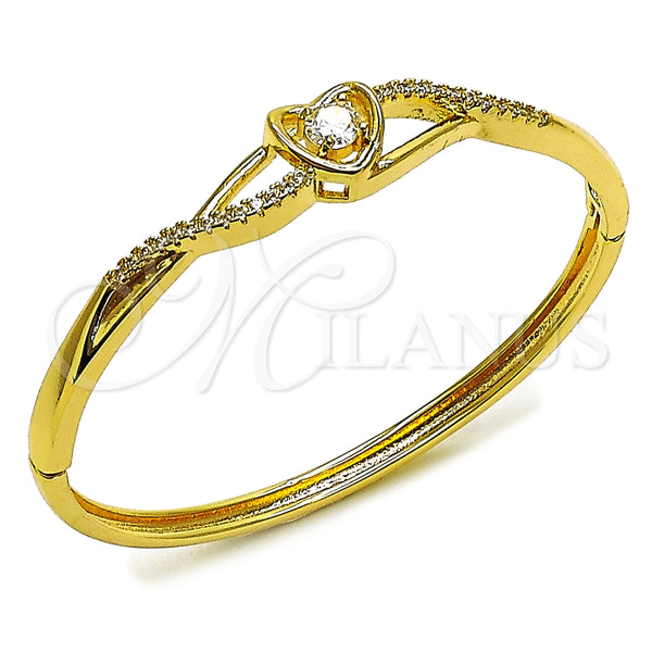 Aro Individual 07.237.0012.04 Oro Laminado, Diseño de Corazón y Infinito, con Blanca Zirconia Cubica, Pulido, Tono Dorado (Thickness, Size 4 (2.25 Diameter))