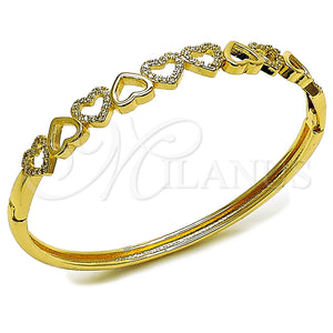 Aro Individual 07.237.0013.04 Oro Laminado, Diseño de Corazón, con Blanca Micro Pave, Pulido, Tono Dorado (07 MM Thickness, Size 4 (2.25 Diameter))