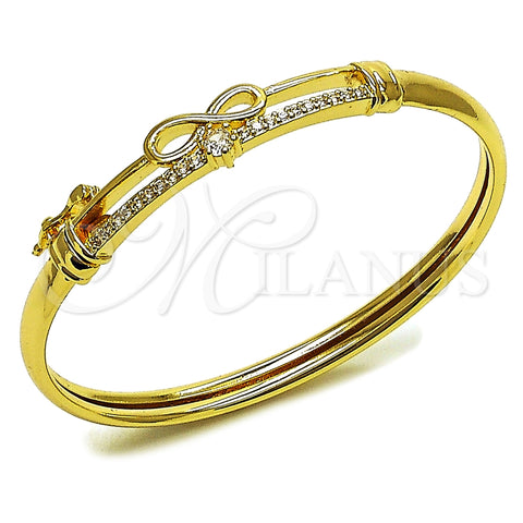 Aro Individual 07.237.0014.04 Oro Laminado, Diseño de Infinito, con Blanca Zirconia Cubica, Pulido, Tono Dorado (Thickness, Size 4 (2.25 Diameter))
