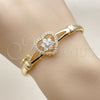 Aro Individual 07.237.0015.04 Oro Laminado, Diseño de Corazón y Flor, con Blanca Zirconia Cubica, Pulido, Tono Dorado (Thickness, Size 4 (2.25 Diameter))