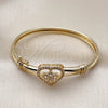 Aro Individual 07.237.0015.04 Oro Laminado, Diseño de Corazón y Flor, con Blanca Zirconia Cubica, Pulido, Tono Dorado (Thickness, Size 4 (2.25 Diameter))