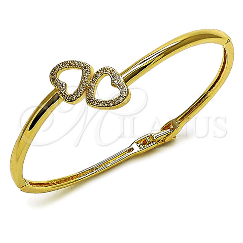 Aro Individual 07.237.0016.04 Oro Laminado, Diseño de Corazón, con Blanca Micro Pave, Pulido, Tono Dorado (Thickness, Size 4 (2.25 Diameter))