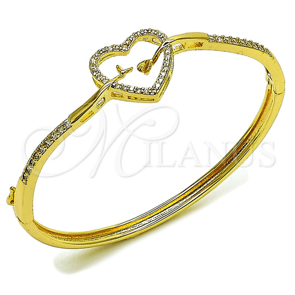 Aro Individual 07.237.0017.04 Oro Laminado, Diseño de Corazón, con Blanca Zirconia Cubica, Pulido, Tono Dorado (Thickness, Size 4 (2.25 Diameter))