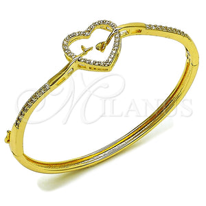 Aro Individual 07.237.0017.04 Oro Laminado, Diseño de Corazón, con Blanca Zirconia Cubica, Pulido, Tono Dorado (Thickness, Size 4 (2.25 Diameter))