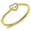 Aro Individual 07.237.0017.04 Oro Laminado, Diseño de Corazón, con Blanca Zirconia Cubica, Pulido, Tono Dorado (Thickness, Size 4 (2.25 Diameter))