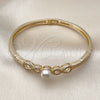 Aro Individual 07.237.0018.05 Oro Laminado, Diseño de Infinito y Bola, con Blanca Zirconia Cubica and Marfil Perla, Pulido, Tono Dorado (Thickness, Size 5 (2.50 Diameter))