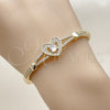 Aro Individual 07.237.0019.04 Oro Laminado, Diseño de Corazón, con Blanca Zirconia Cubica, Pulido, Tono Dorado (13 MM Thickness, Size 4 (2.25 Diameter))